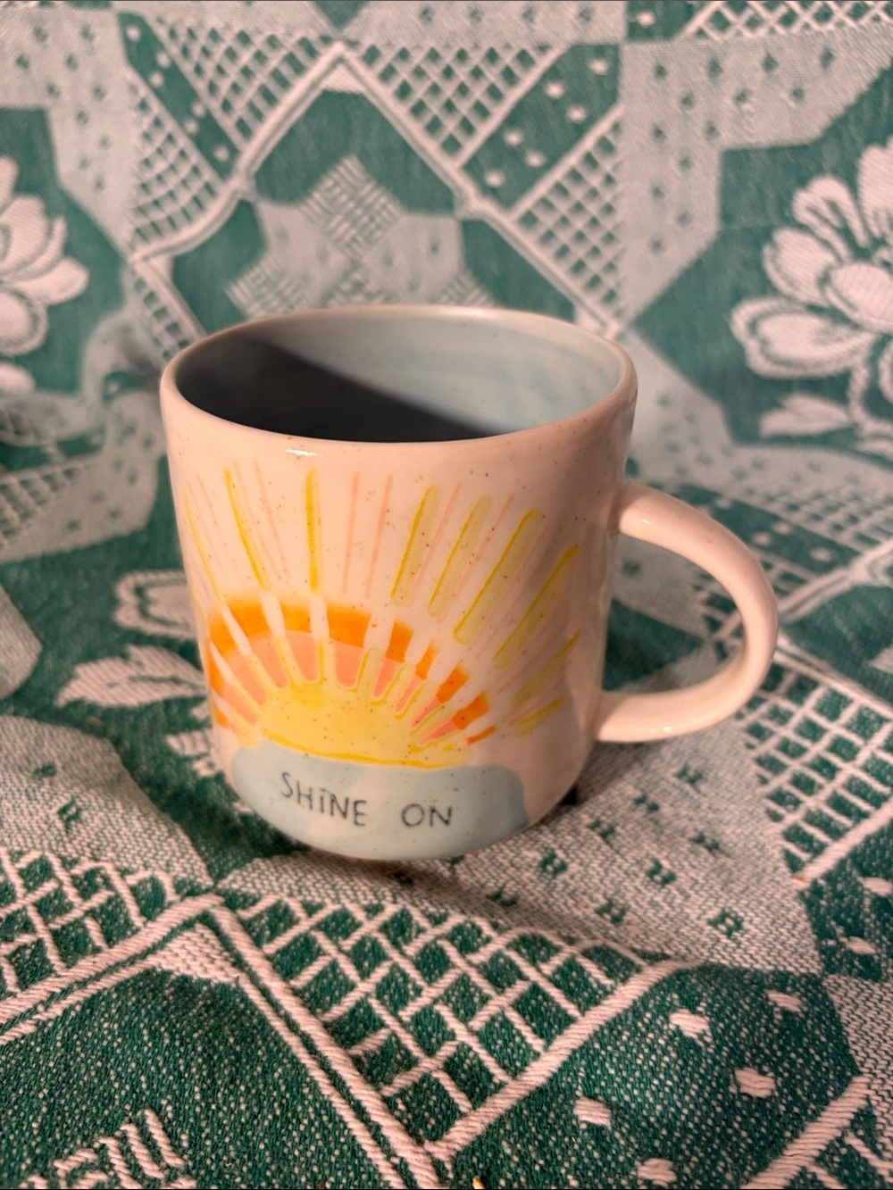 Anthropologie Positive Vibes Shine On Stoneware Mug